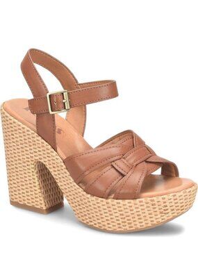 Korks by Kork-Ease Dee Sandals Strappy Wedge Heel Platforms Brown Size 9 NEW